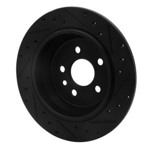 Land Rover LR2 Brake Rotor (1) - Rear Left - R1 Concepts - Drilled & Slotted - Black - `13-`15